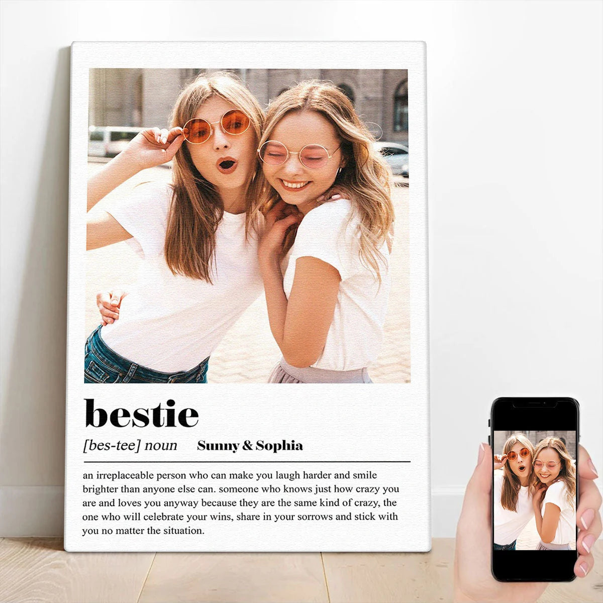 Bestie Definition Personalized Best Friend Canvas / Poster - Custom Photo Gift for Besties