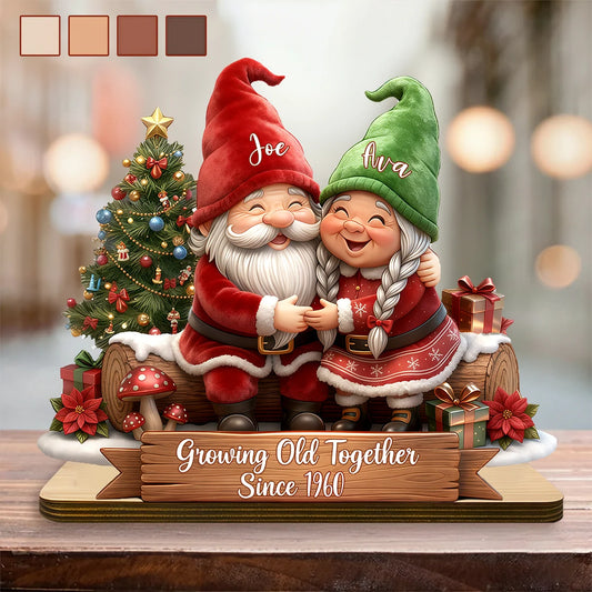 Growing Old Together Couple Plaque - Personalized Christmas Keepsake with Custom Names, Anniversary Gift for Couples