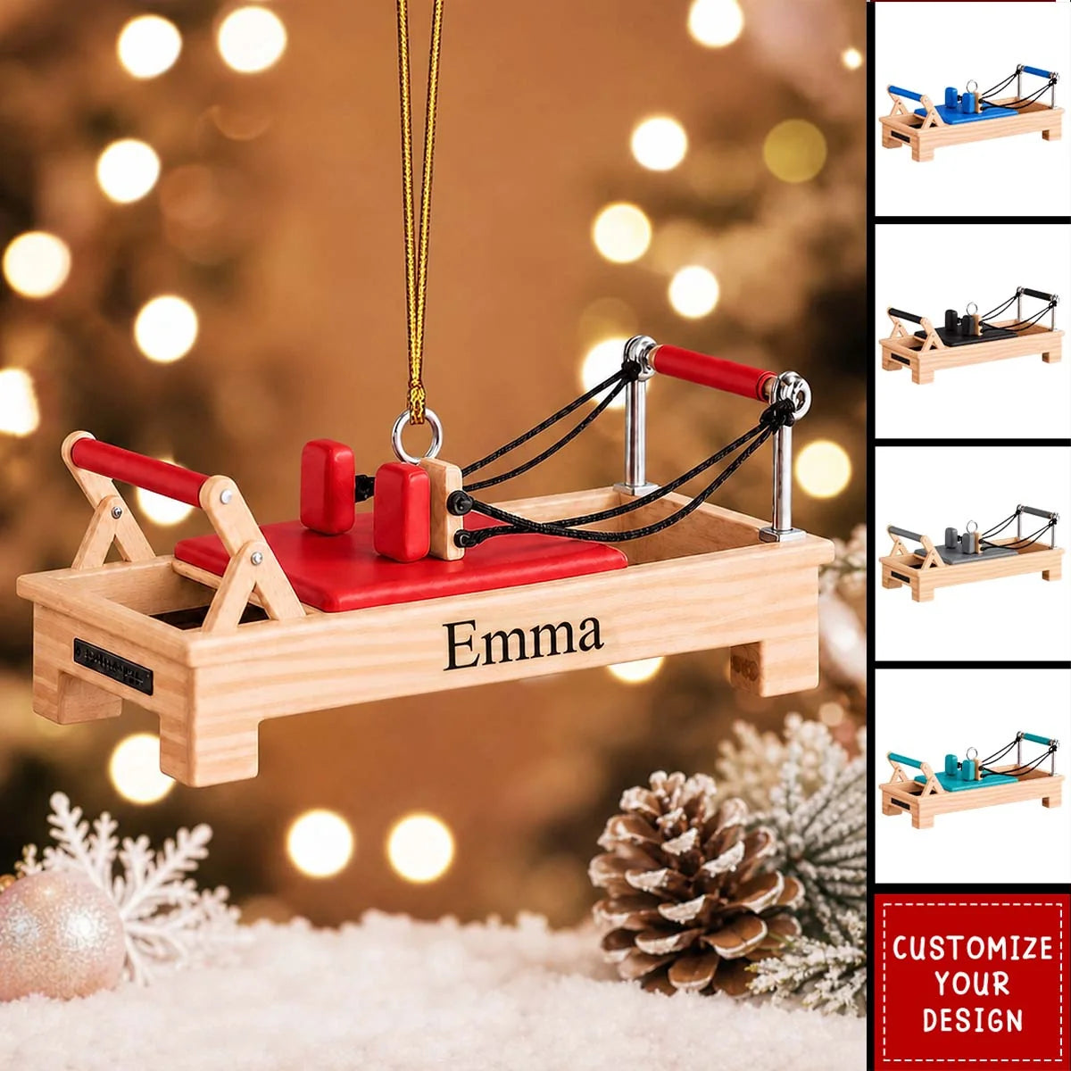 Personalized Pilates Reformer Acrylic Ornament - Custom Name Keepsake Gift for Pilates Lovers