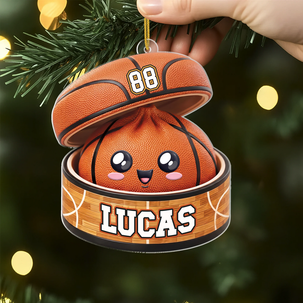 Cute Basketball Dumpling Personalized Acrylic Ornament - Christmas Gift for Basketball Lovers