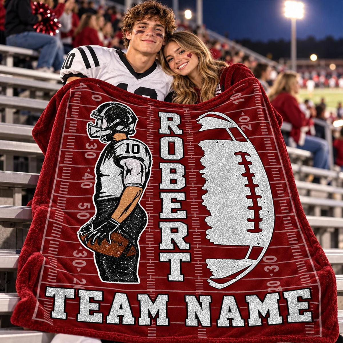 Personalized American Football Blanket - Matching Football Player Blanket - Custom Football Team NA04 Hv01 KL07
