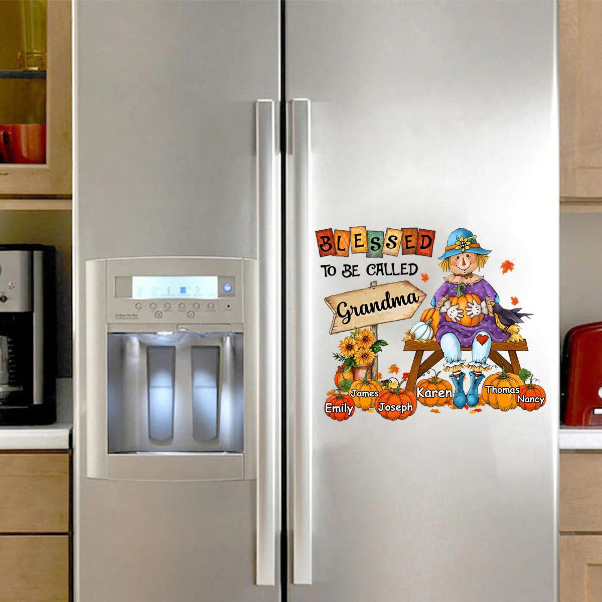 Decal / Sticker material and size view - Personalized Grandma Fall Decal