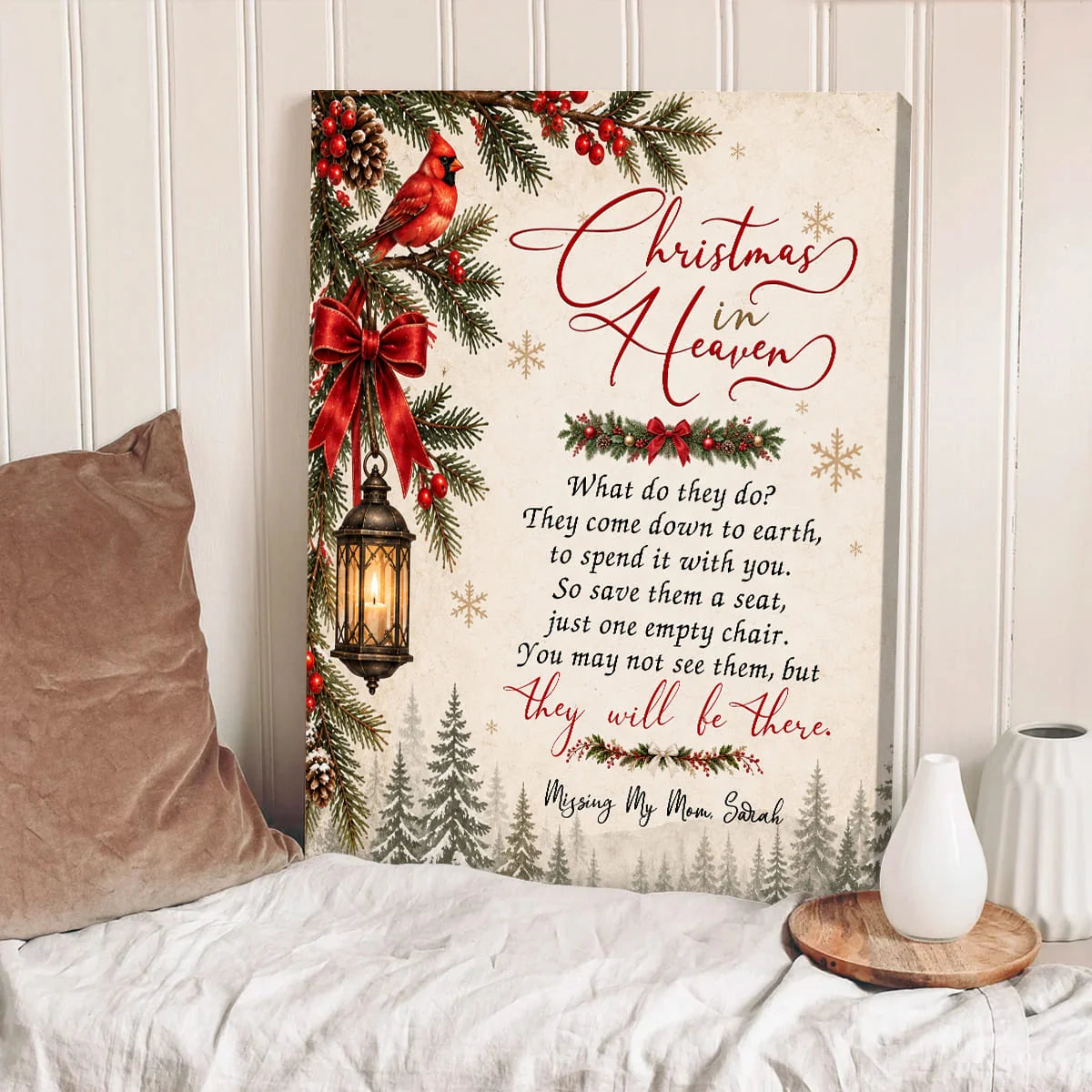 Christmas in Heaven Personalized Memorial Canvas / Poster - Bereavement Keepsake for Family