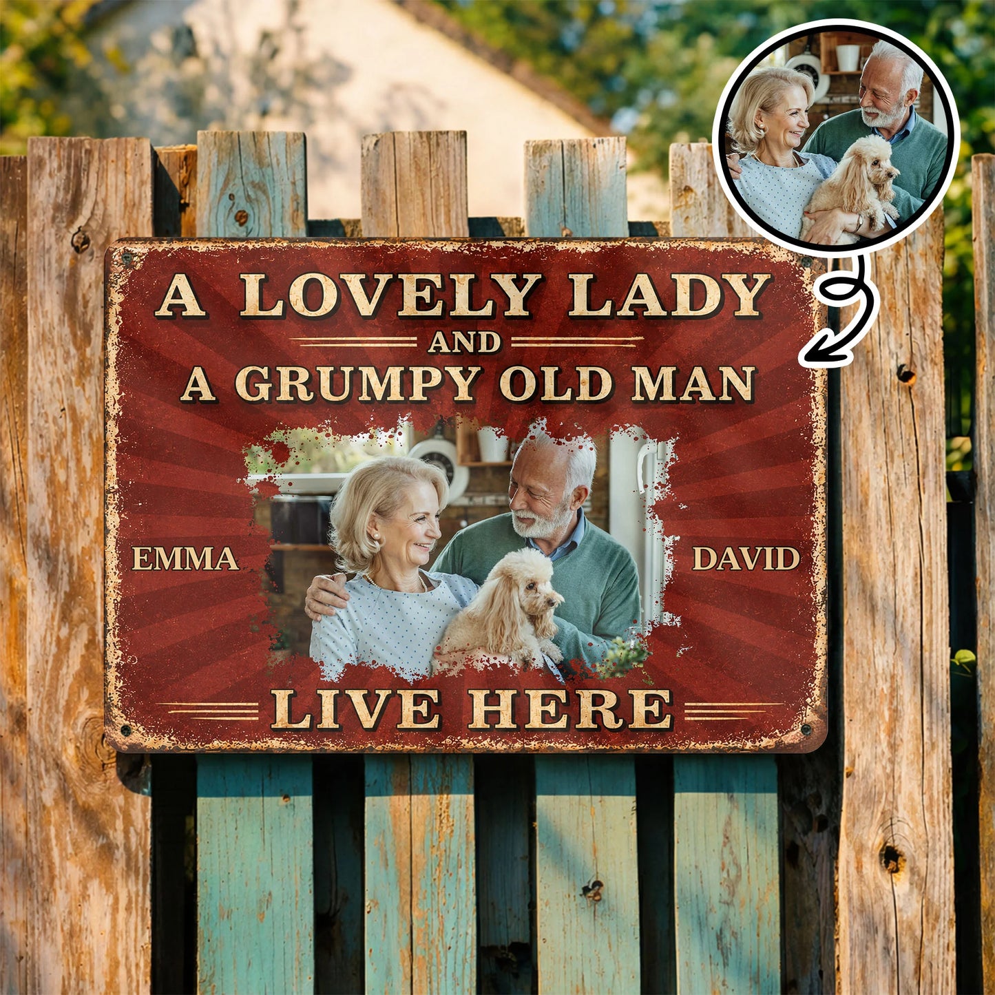 Custom Couple Photo Metal Sign for Couples with personalized design details for meaningful gifting