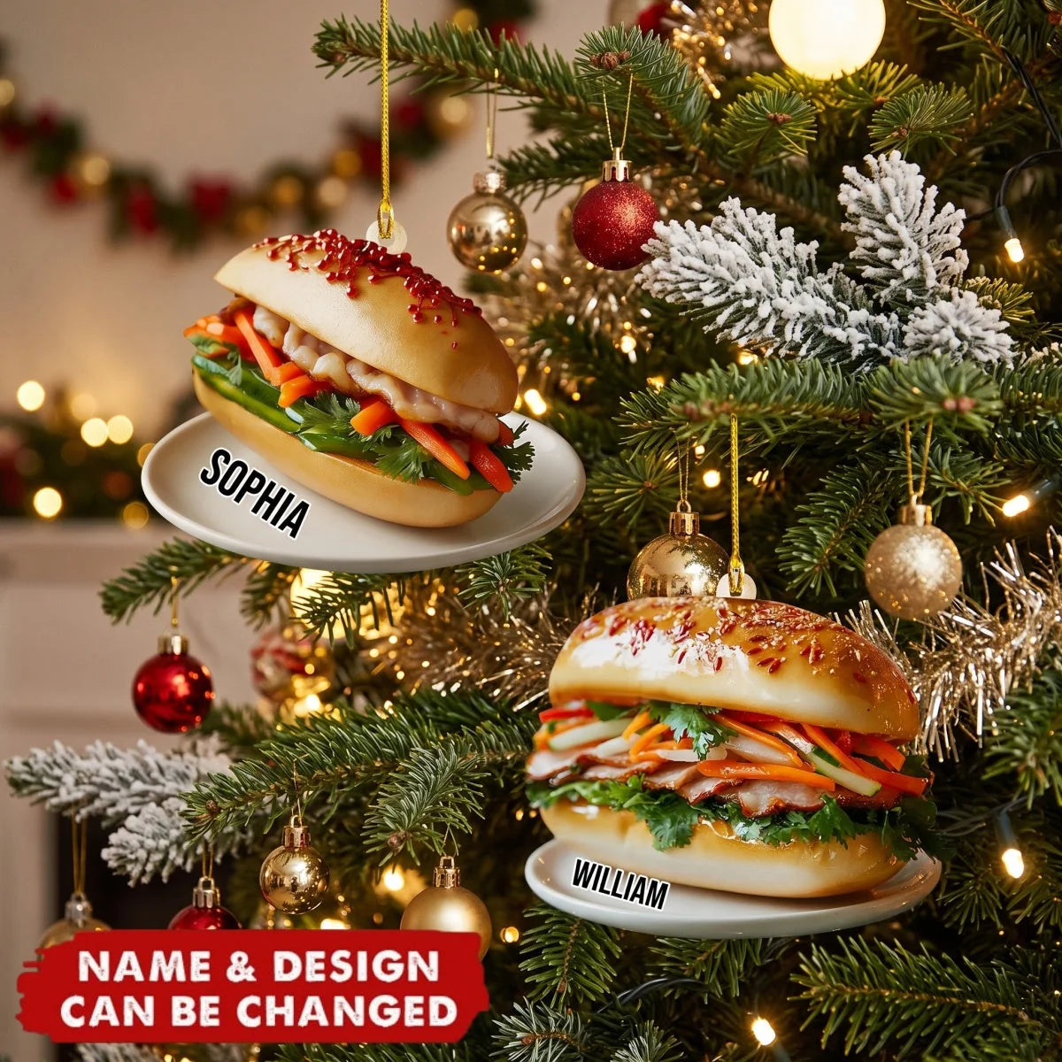 Vietnamese Banh Mi Sandwich Personalized Acrylic Ornament - Custom Foodie Gift for Christmas Tree