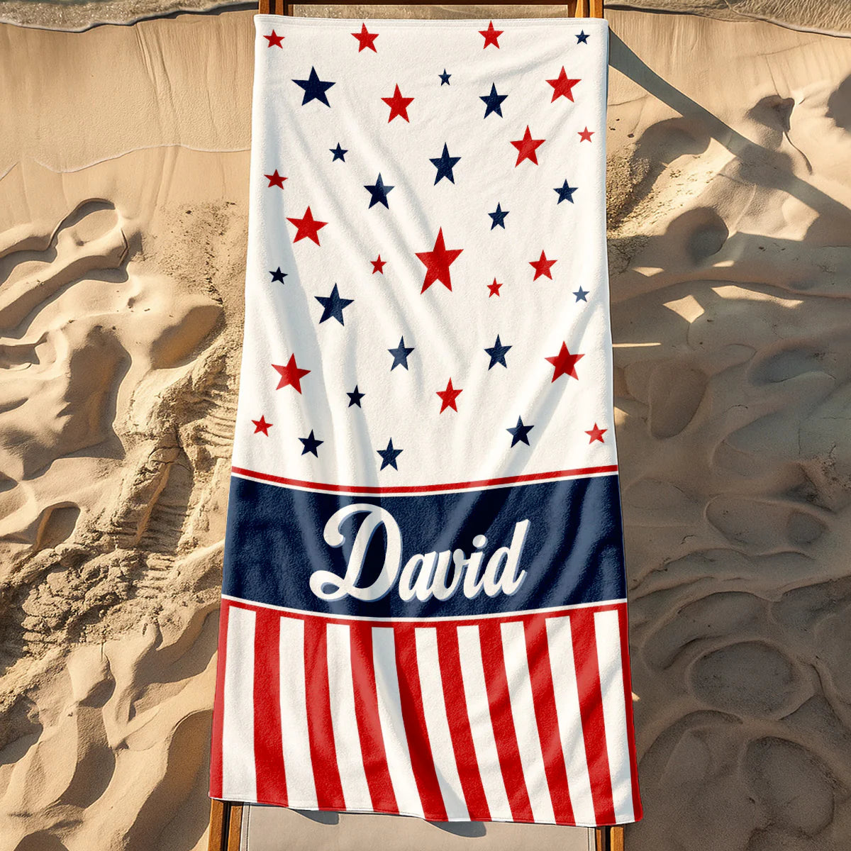 Towel material and size view - Personalized Patriotic Beach Towel