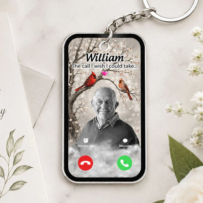 "The Call I Wish I Could Take" Personalized Memorial Keychain - Custom Photo Cardinal Sympathy Gift