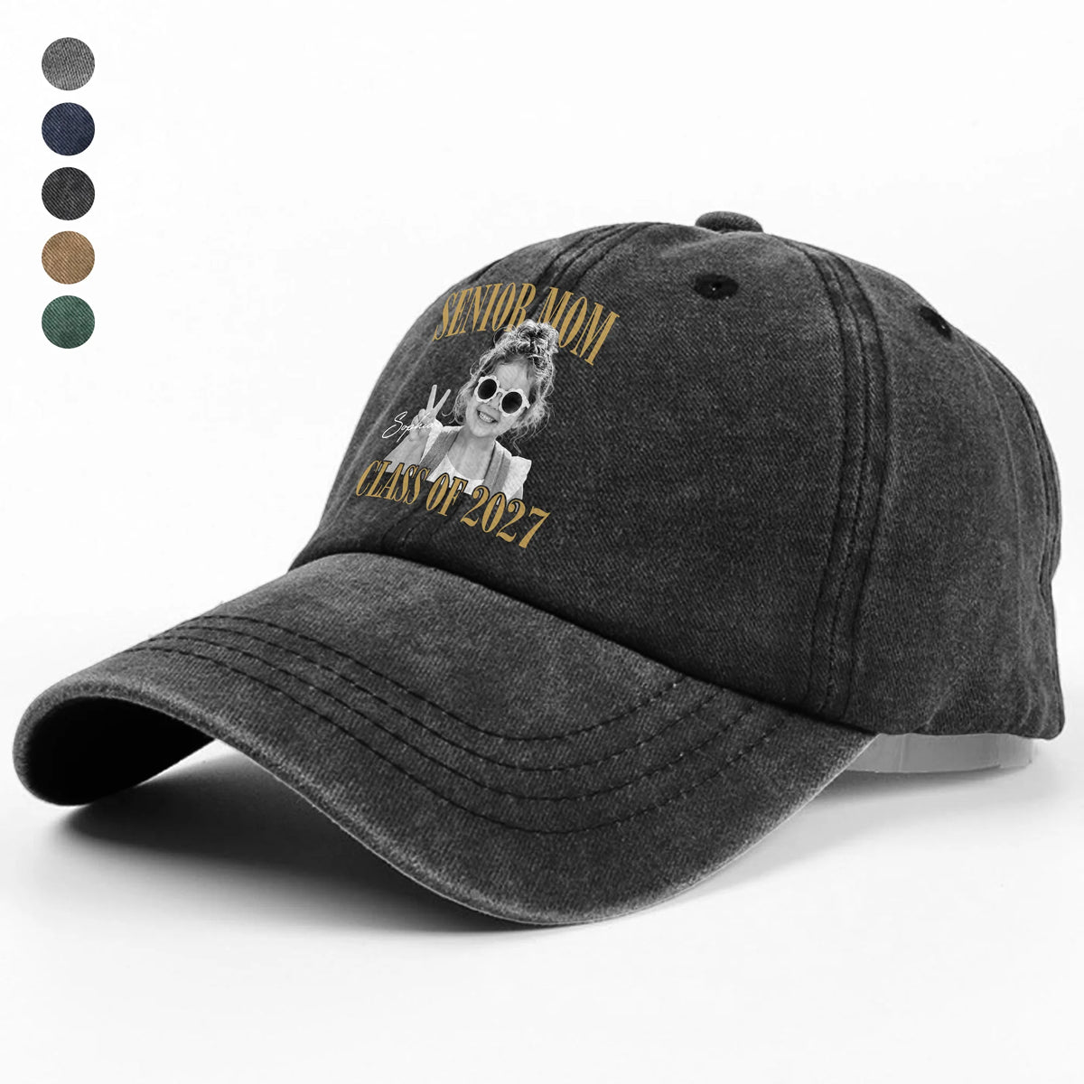 Senior Mom, Class of 2027 – Personalized Photo Baseball Cap, Mom Graduation Gift