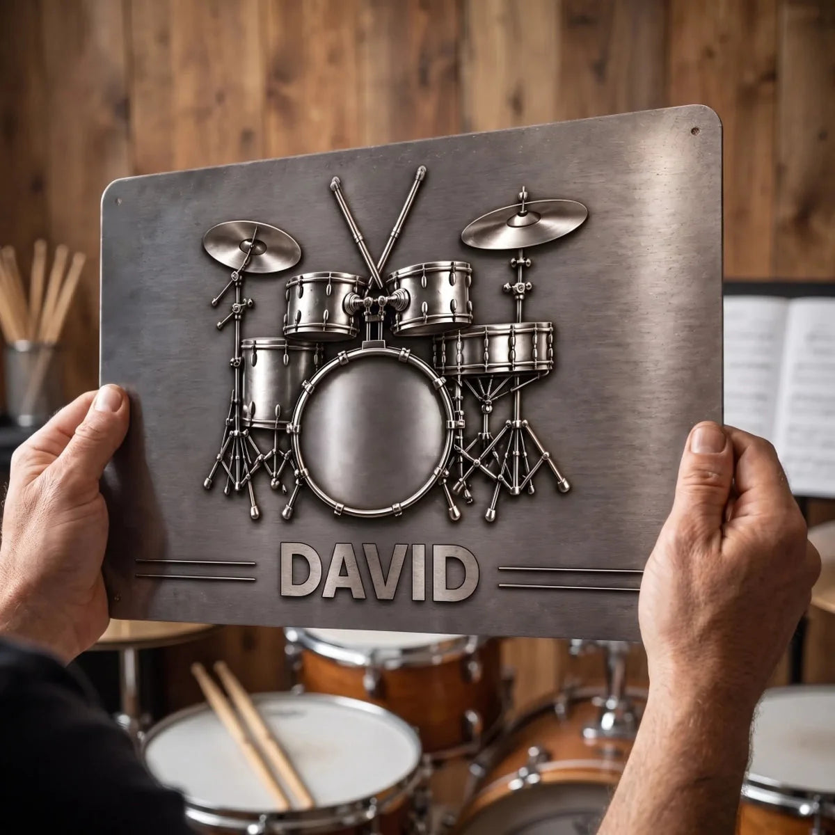 Drums Are My Therapy - Personalized Metal Sign, Gift For Drum Lovers, Brushes Silver Metal Sign 51cc7de9-e619-4395-a65f-dd2ab675f37e-6aa2dab2da78a.jfif