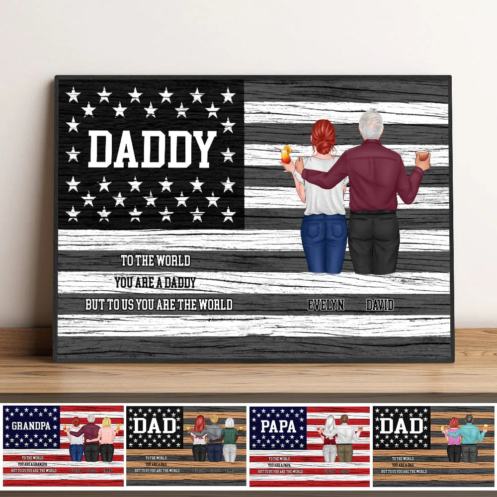 Custom American Flag Dad Canvas for Dad with personalized design details for meaningful gifting
