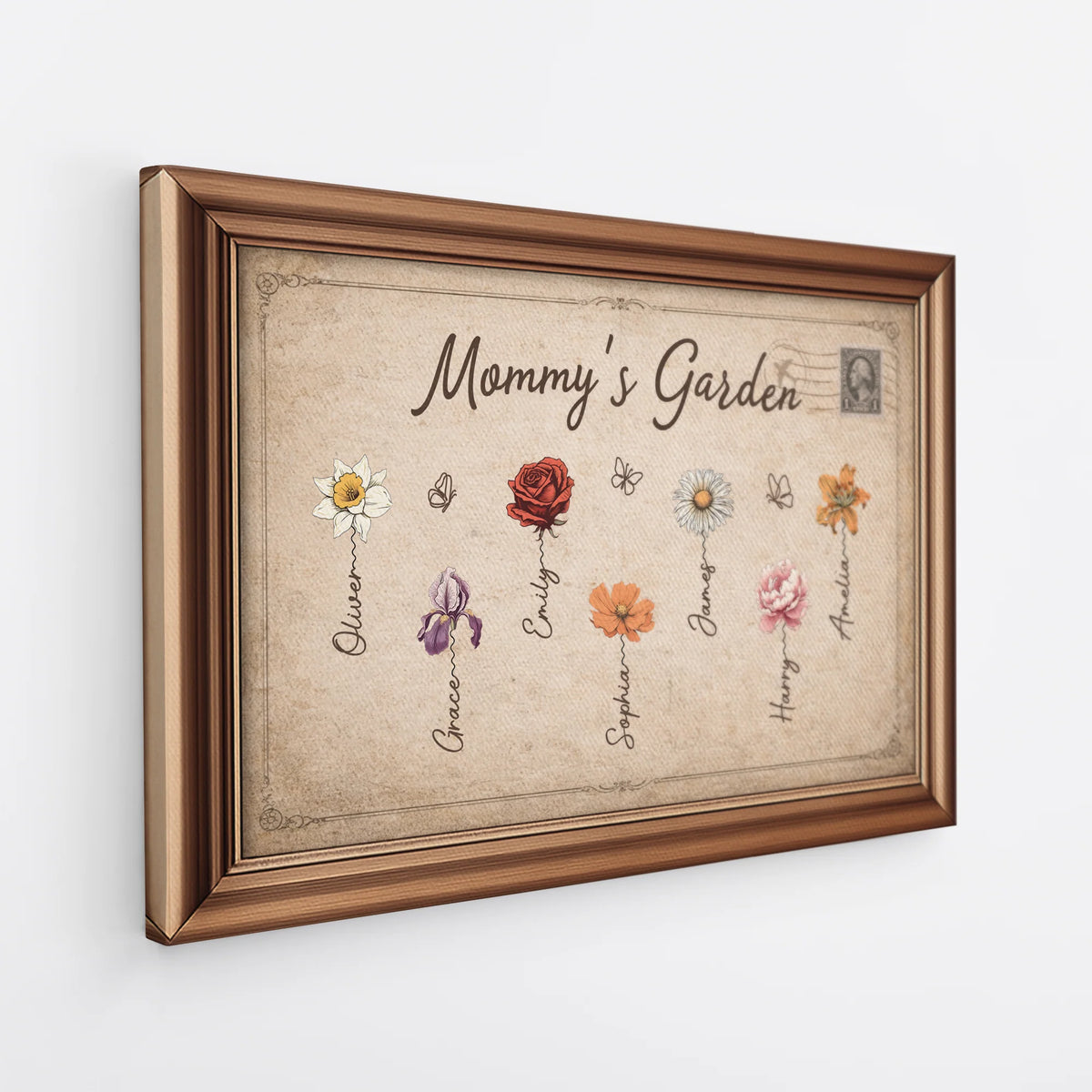 Grandma's Garden Personalized Canvas / Poster - Custom Birth Month Flower Wall Art Gift for Mom