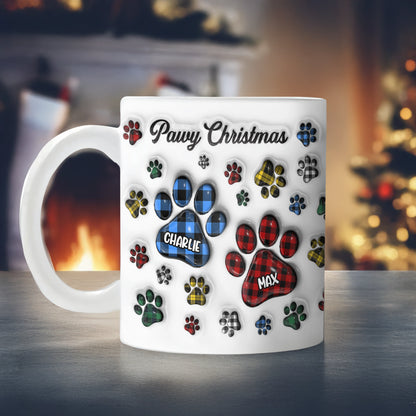 Pawy Christmas Personalized Ceramic Mug for Dog Lovers - Custom Pet Name Holiday Coffee Cup Gift