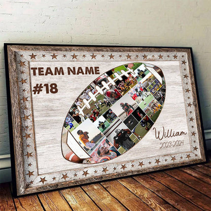 Custom Football Photo Collage Canvas personalization view for Son/Grandson