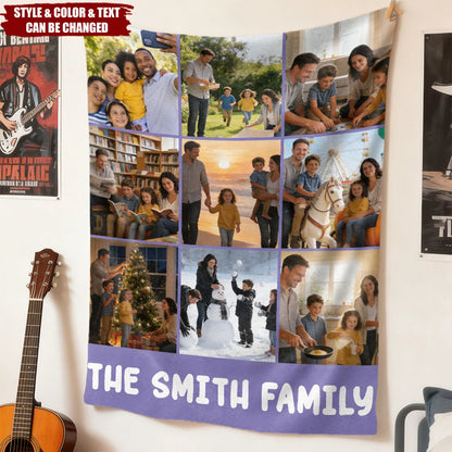 Custom Photo Collage Blanket - Personalized Keepsake Gift for Couples & Family