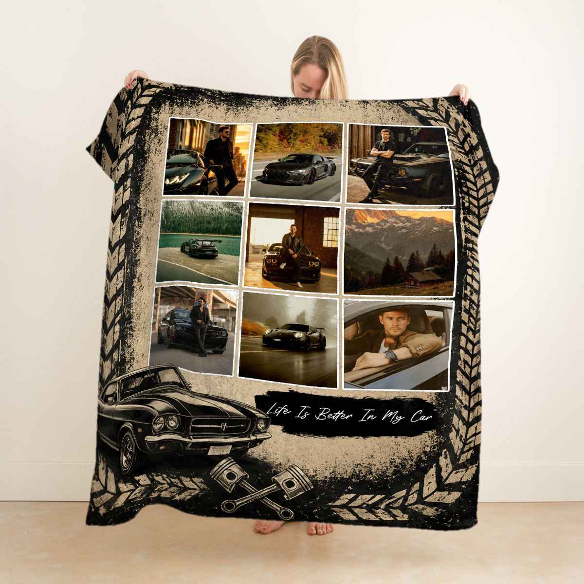 Life Is Better In My Car Personalized Car Photo Blanket - Car Lovers Racing Fans