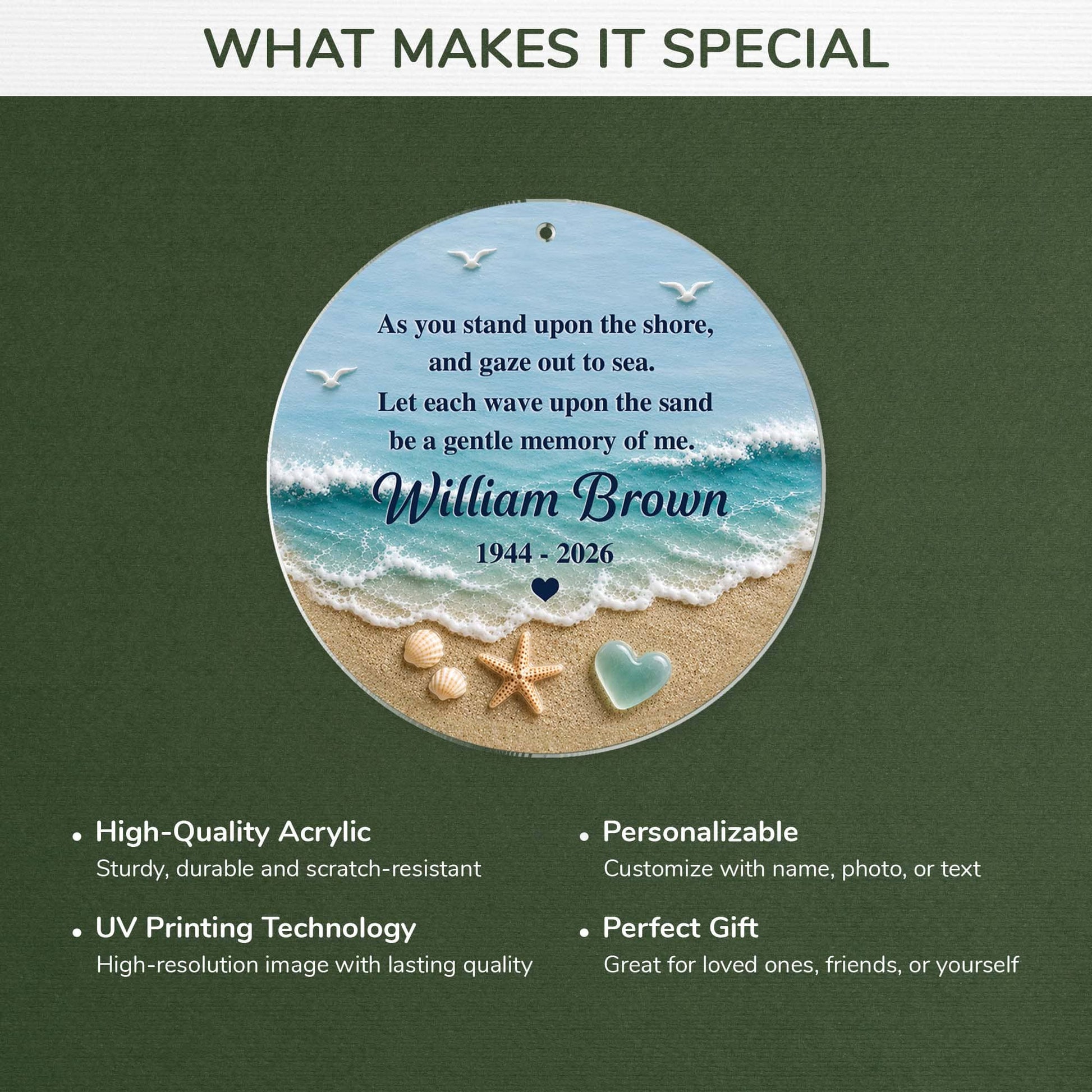 Let Each Wave Upon The Sand - Personalized Memorial Beach Acrylic Ornament