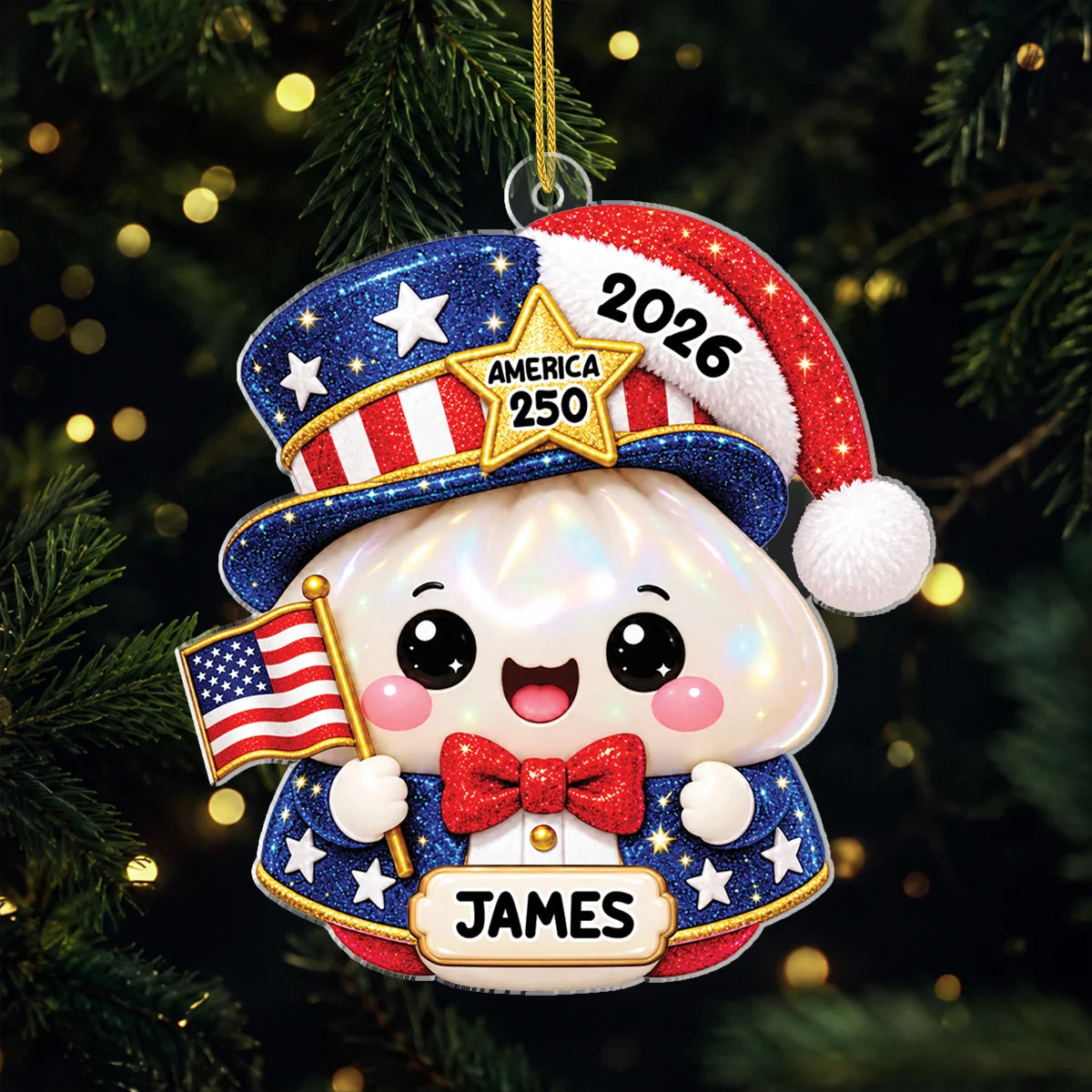 America 250th Anniversary - Personalized Dumpling Acrylic Ornament