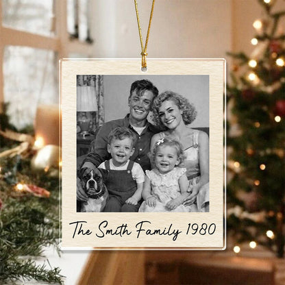 Personalized Polaroid Photo Christmas Ornament - Custom Vintage Family Acrylic Keepsake Gift
