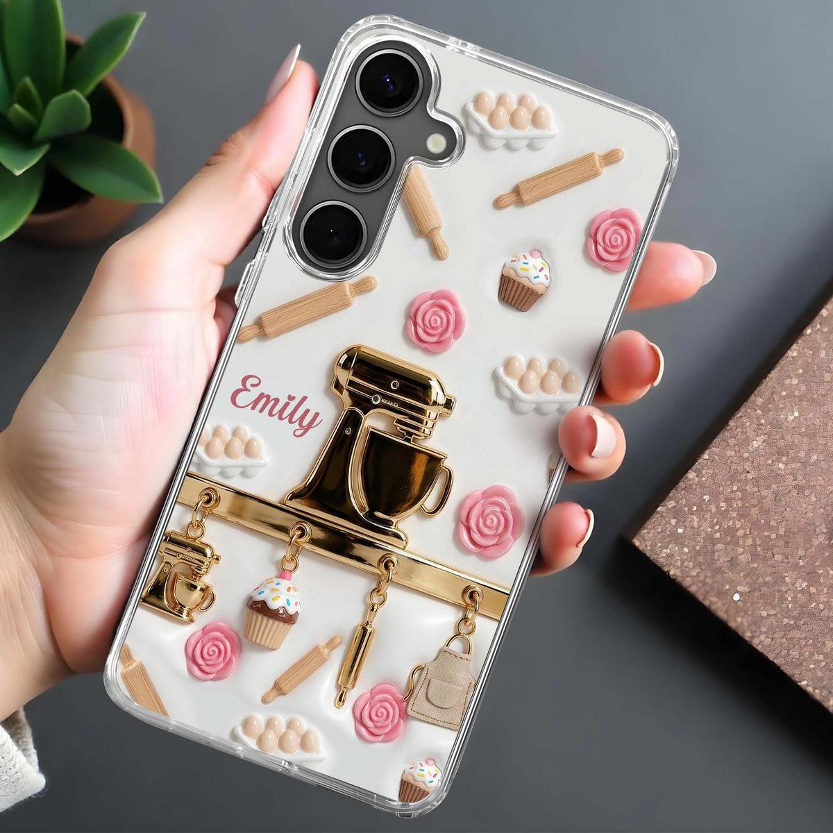 Baking Love With Kitchen Mixer And Cupcakes Design