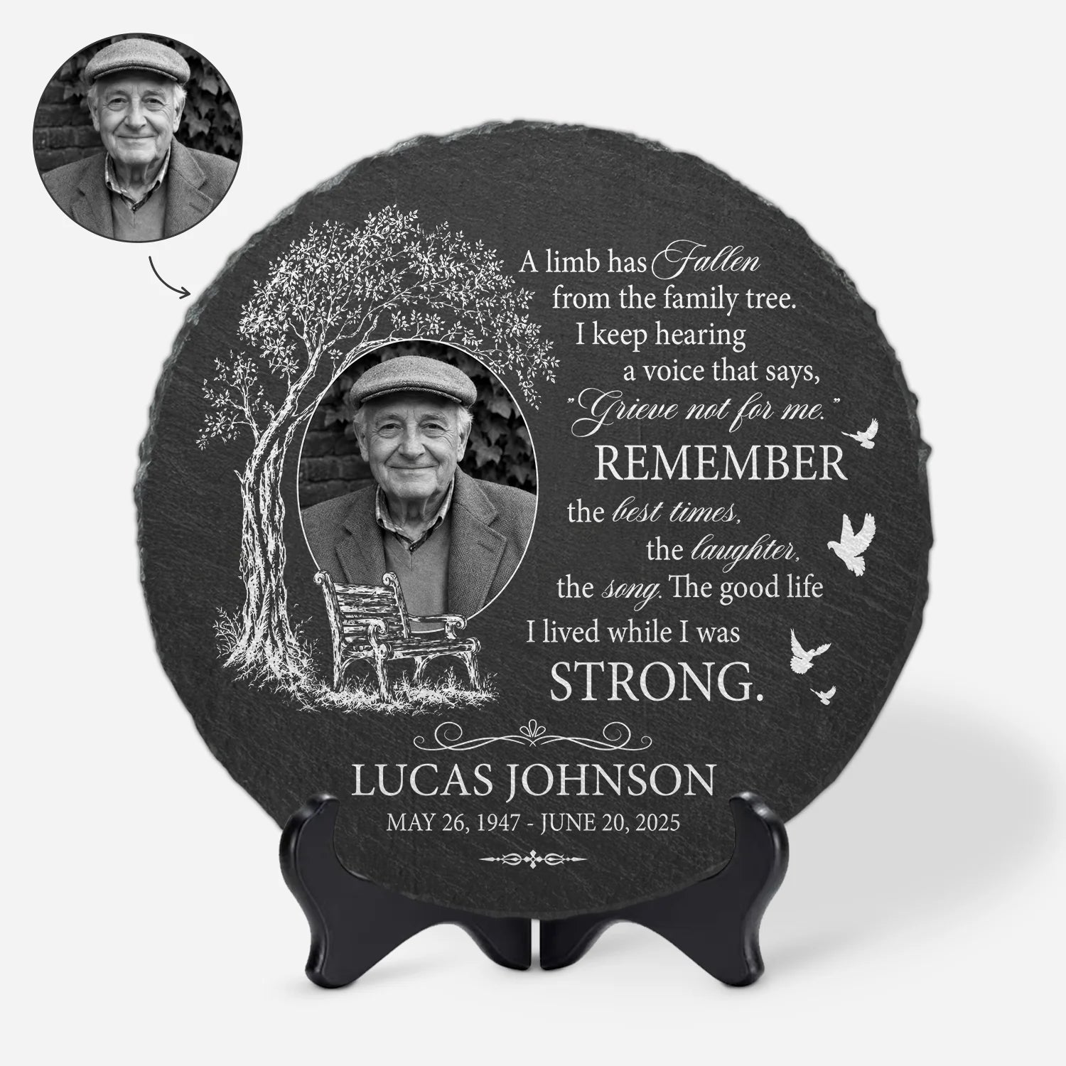 A Limb Has Fallen from the Family Tree - Personalized Photo Memorial Stone for Family