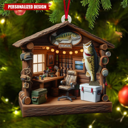 Love Fishing Personalized Wooden Ornament - Custom Fisherman Keepsake Gift