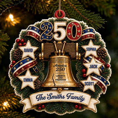 America 250 Liberty and Freedom Acrylic Ornament - Personalized Family Keepsake Holiday Gift