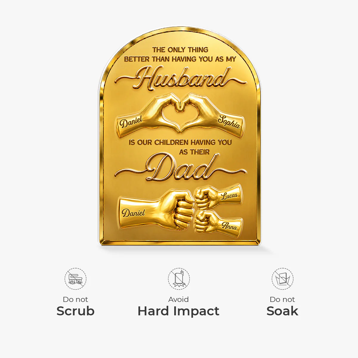 Plaque material and size view - Custom Husband & Dad Acrylic Plaque