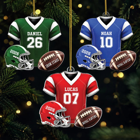 Custom Football Jersey Acrylic Ornament - Personalized Sports Keepsake Gift for Son and Dad