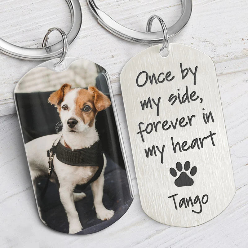 Once By My Side Forever In My Heart - Personalized Dog Memorial Keychain for Pet Lovers