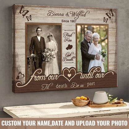 "From First Kiss to Last Breath" Personalized Couple Canvas / Poster - Custom Anniversary Wall Art Gift