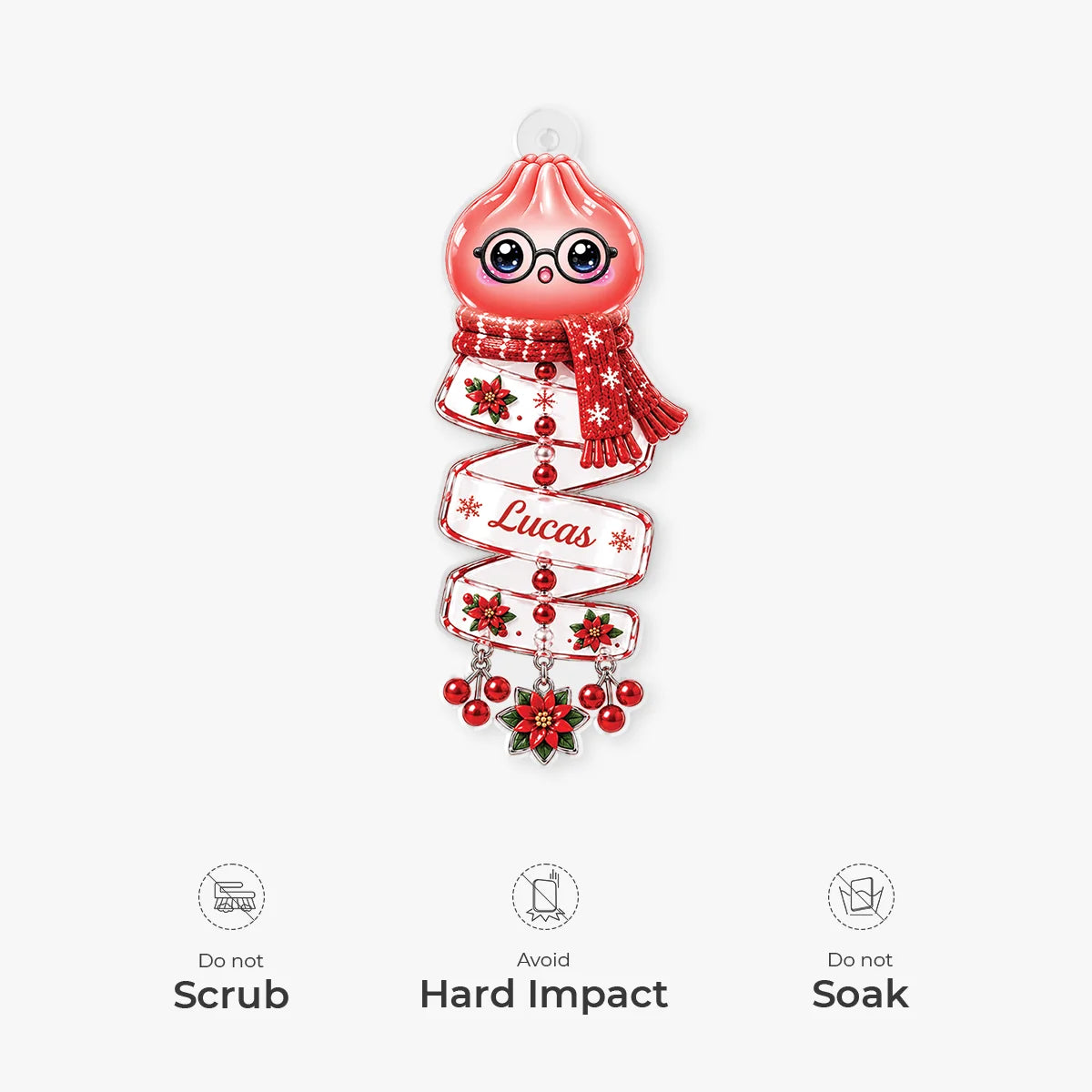 Cute Kawaii Dumpling Acrylic Ornament - Personalized Christmas Gift for Kids