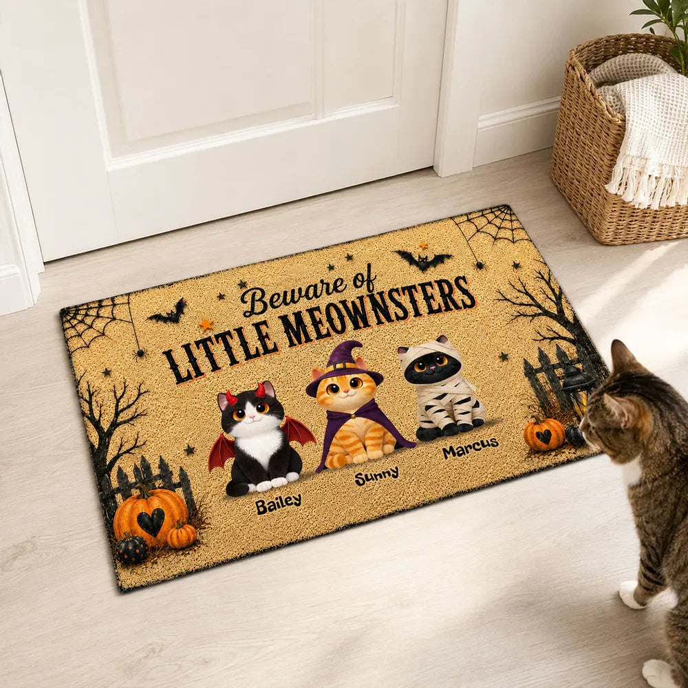 Beware Of Little Meownsters Doormat personalization view for Cat Lovers