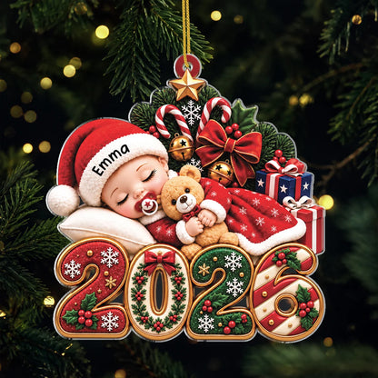 Sleeping Baby Personalized Acrylic Ornament - Custom Christmas Keepsake for Newborn