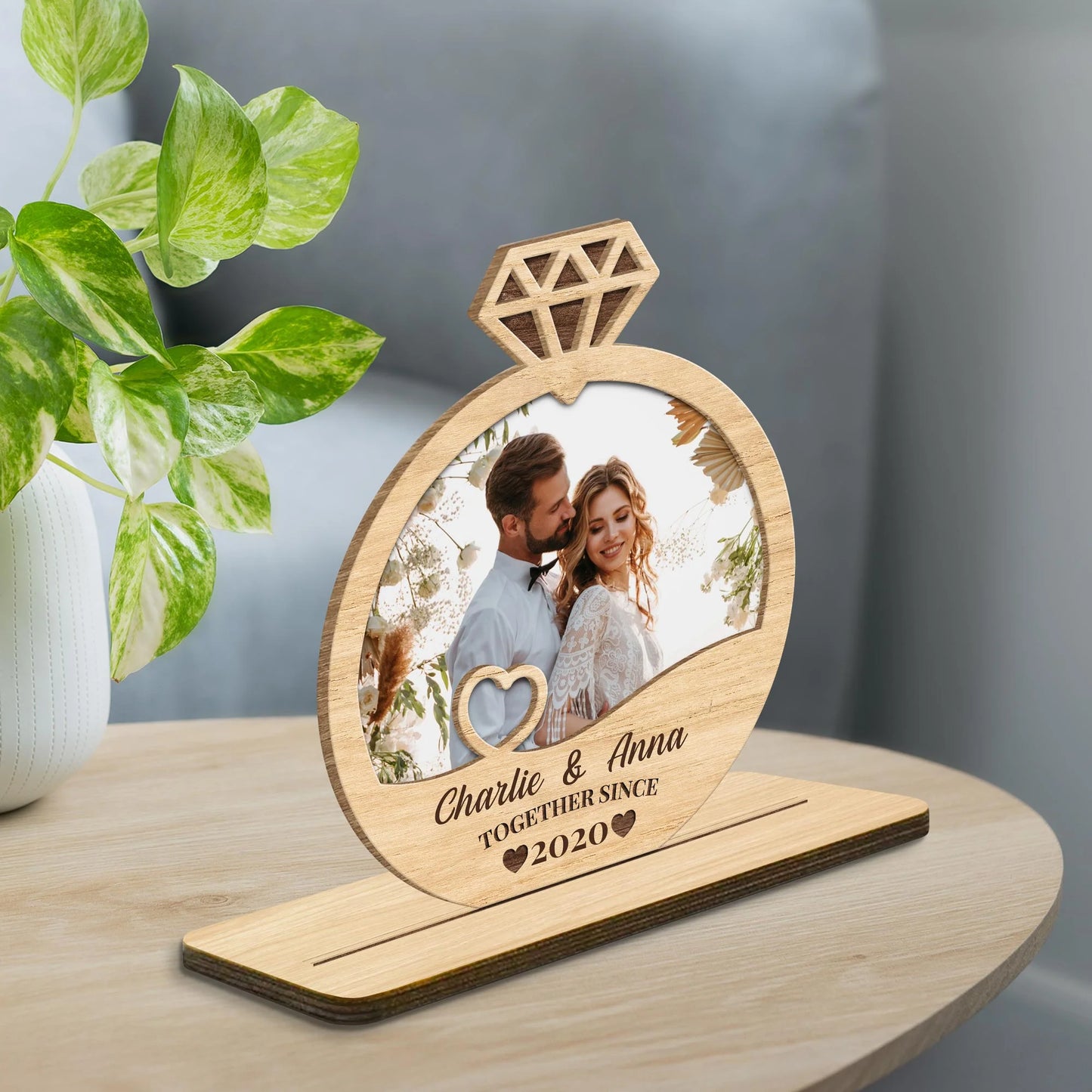 Wood Sign material and size view - Custom Anniversary Wood Plaque