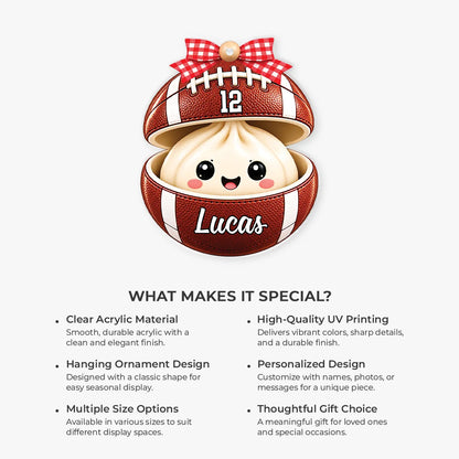 Personalized Sports Dumpling Acrylic Ornament - Custom Keepsake for Kids & Young Athletes