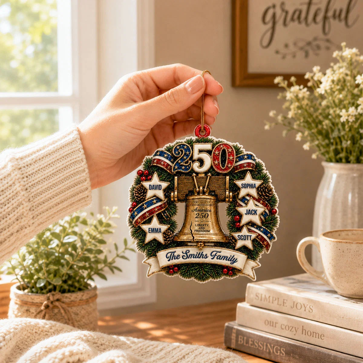 America 250 Liberty and Freedom Acrylic Ornament - Personalized Family Keepsake Holiday Gift