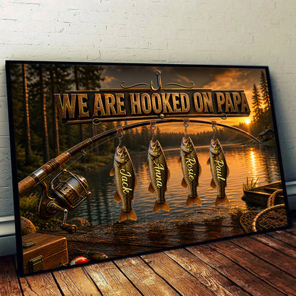 Custom Hooked On Papa Fishing Canvas for Dad with personalized design details for meaningful gifting image 6