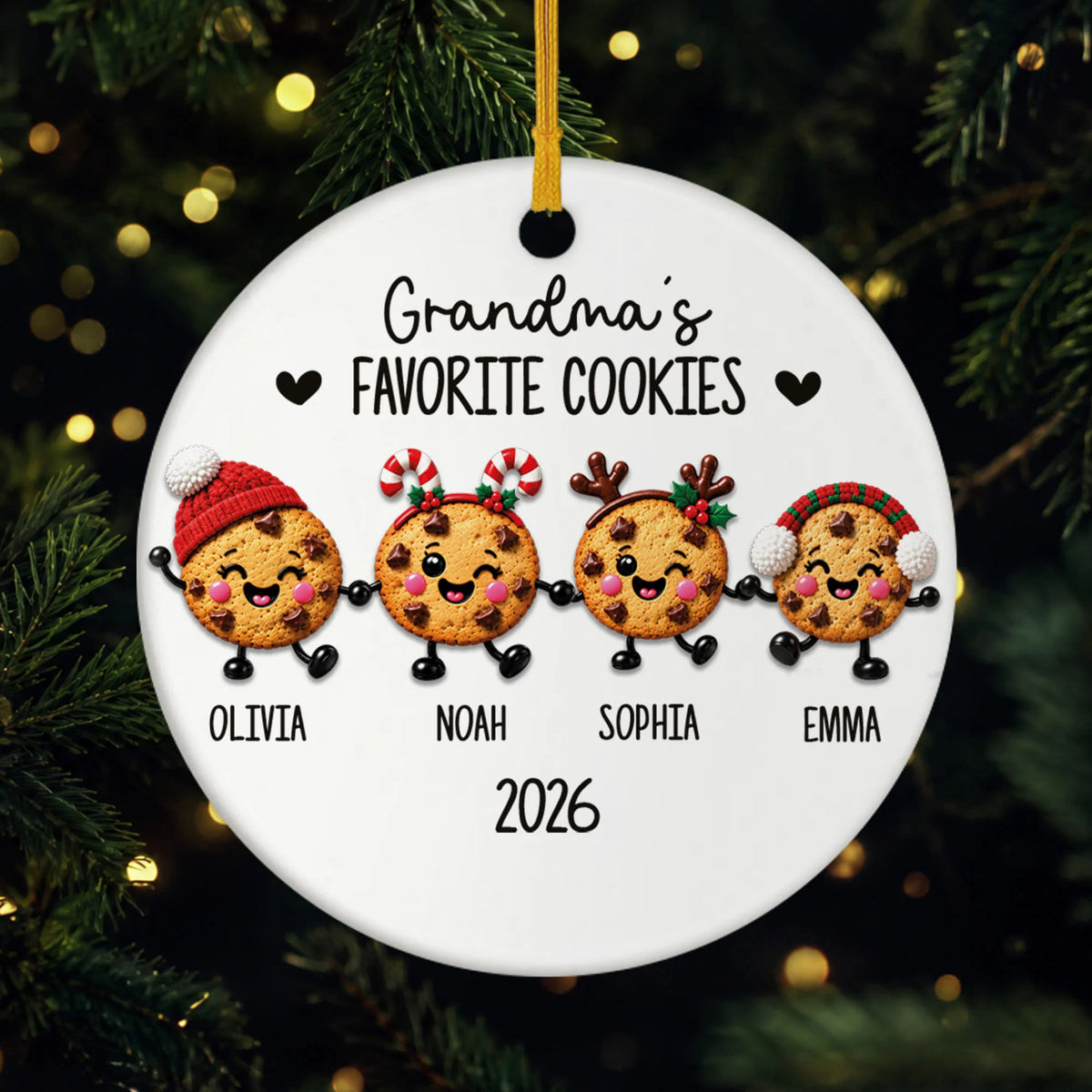 Grandma's Favorite Cookies Personalized Ceramic Ornament for Mom - Custom Christmas Keepsake Gift