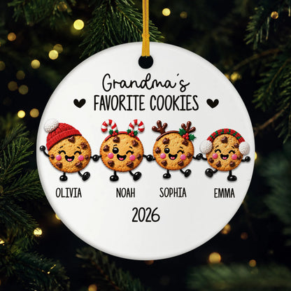 Grandma's Favorite Cookies Personalized Ceramic Ornament for Mom - Custom Christmas Keepsake Gift