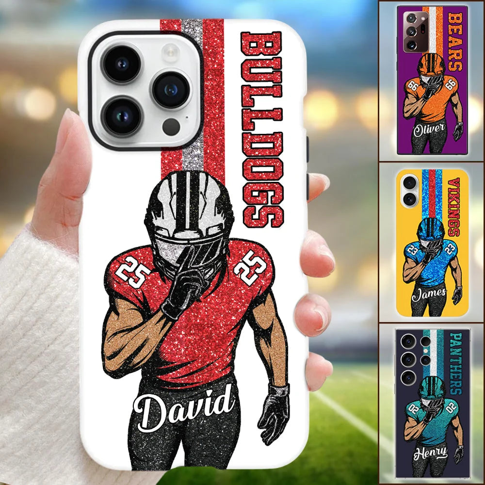 Custom Football Player Phone Case - Personalized Name Number Team Gift for Football Fans