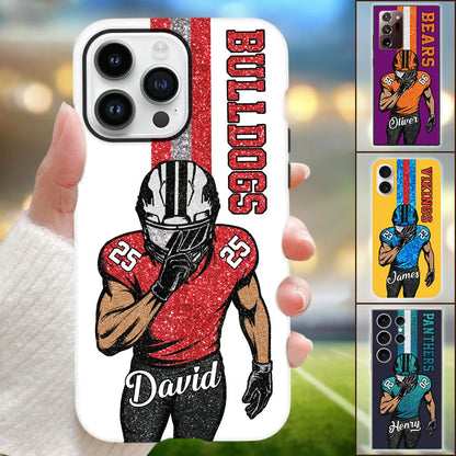 Custom Football Player Phone Case - Personalized Name Number Team Gift for Football Fans