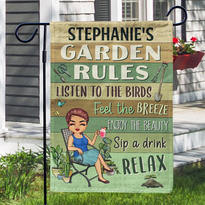Garden Rules Feel The Breeze Custom Garden Flag - Personalized Outdoor Decor Gift for Plant Lovers