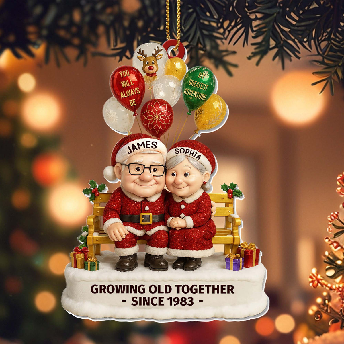 "Growing Old Together" Personalized Acrylic Ornament - Christmas Keepsake for Couples