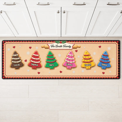 Christmas Tree Cookies Personalized Runner Rug - Custom Kitchen Mat for Family Holiday Decor