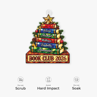 Book Club Christmas Tree Acrylic Ornament - Personalized Reader Gift for Friends