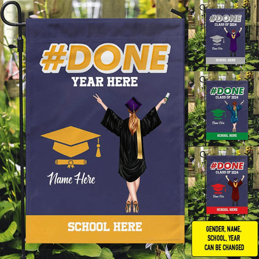 PRINTS10 Done Graduation Garden Flag 12"x18"