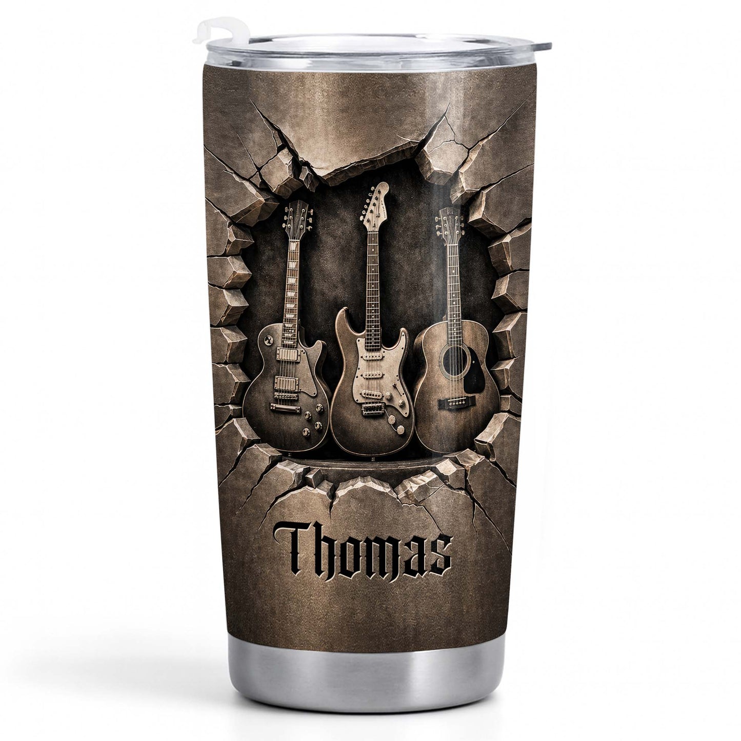 Personalized guitarist tumbler featuring 3D guitar art and custom name - perfect gift for guitar lovers image 10