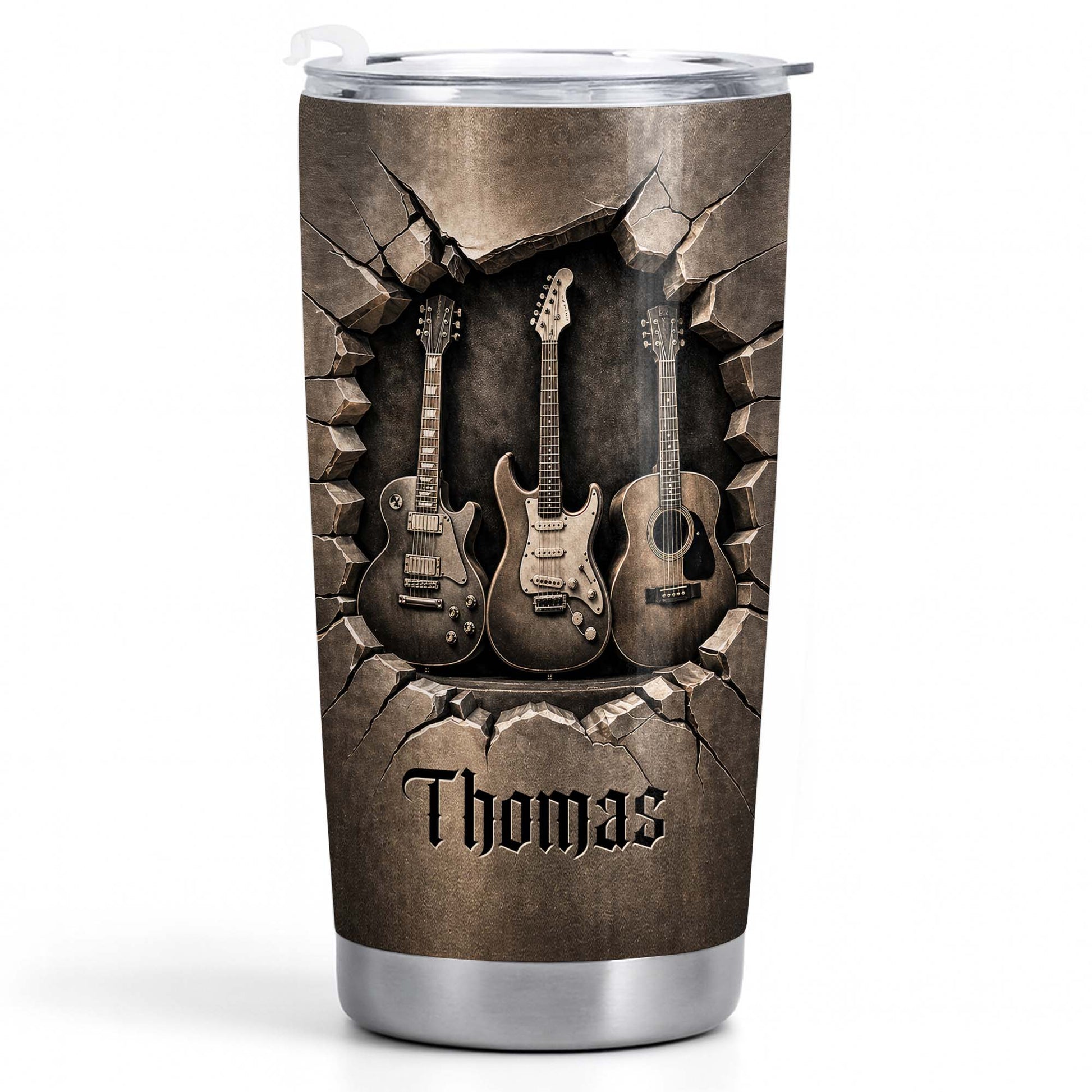 Personalized guitarist tumbler featuring 3D guitar art and custom name - perfect gift for guitar lovers image 10