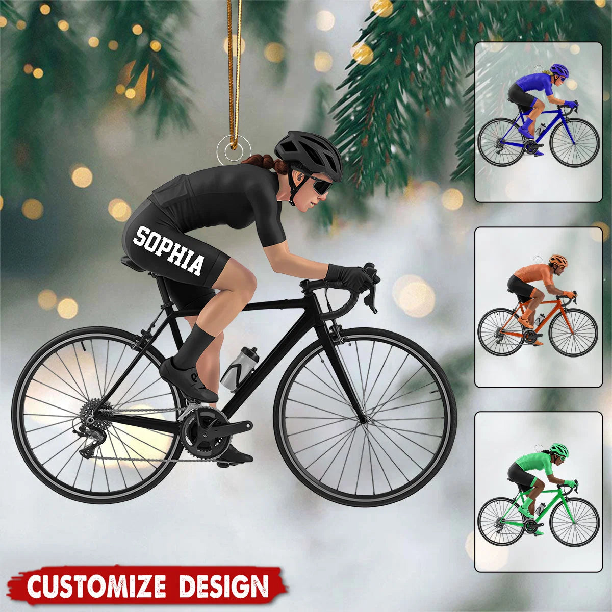 Personalized Road Bike Cyclist Christmas Ornament - Custom Cycling Enthusiast Acrylic Keepsake