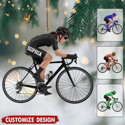 Personalized Road Bike Cyclist Christmas Ornament - Custom Cycling Enthusiast Acrylic Keepsake